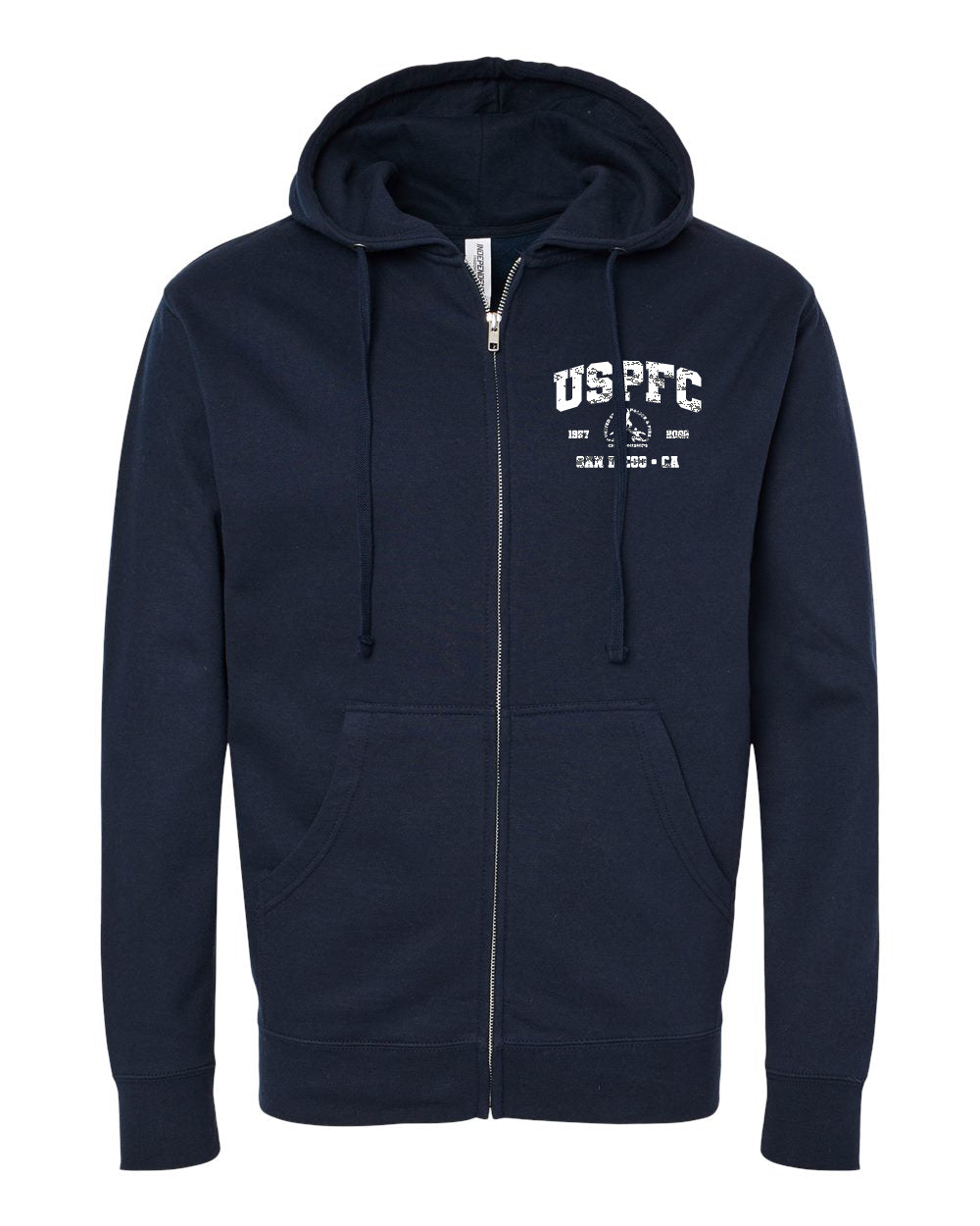 USPFC 2026 Heather Navy Independent Trading Co. Full Zip Unisex Midweight Hooded Sweatshirt