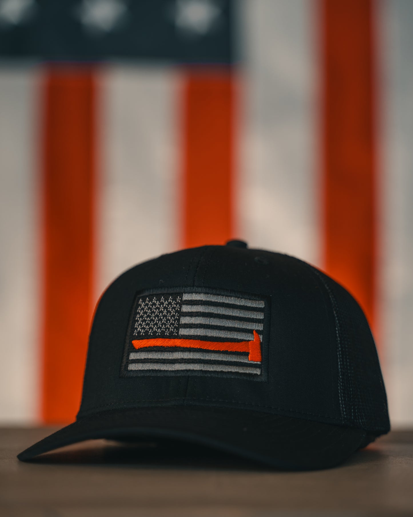 Thin Red Line Flag Black Snapback