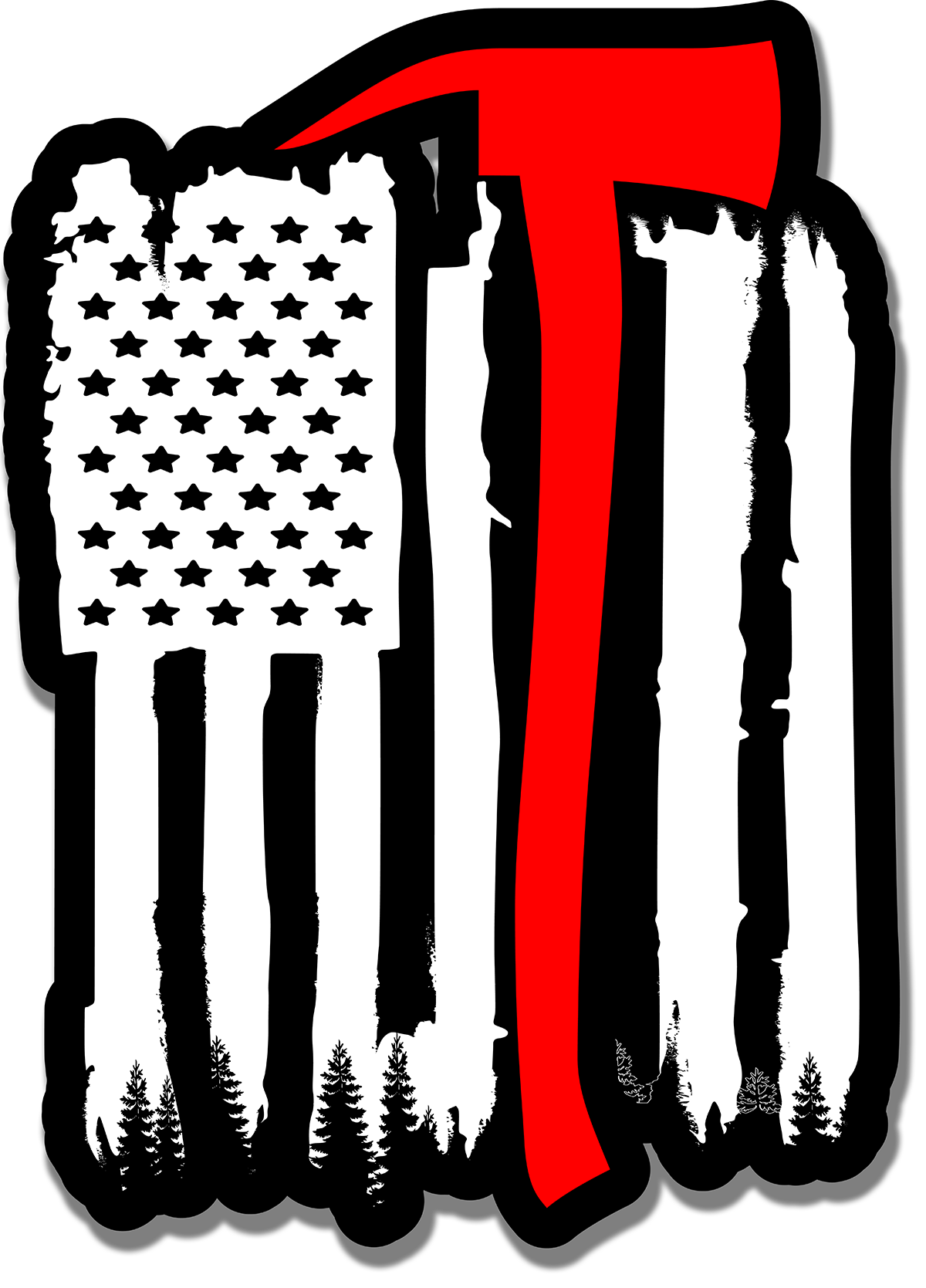 Black Thin Red Line Axe Flag Sticker