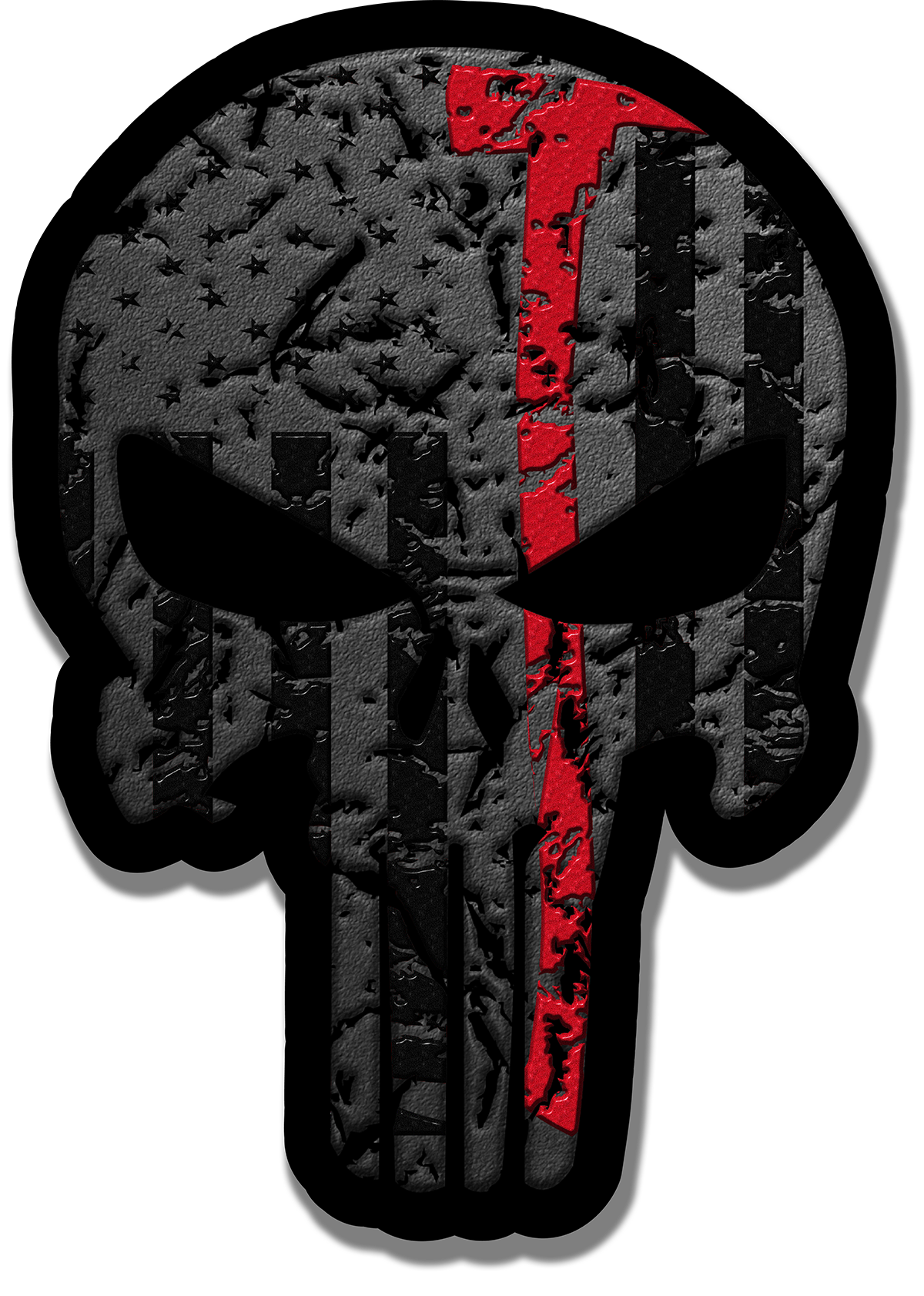 Thin Red Line Skull Axe Sticker