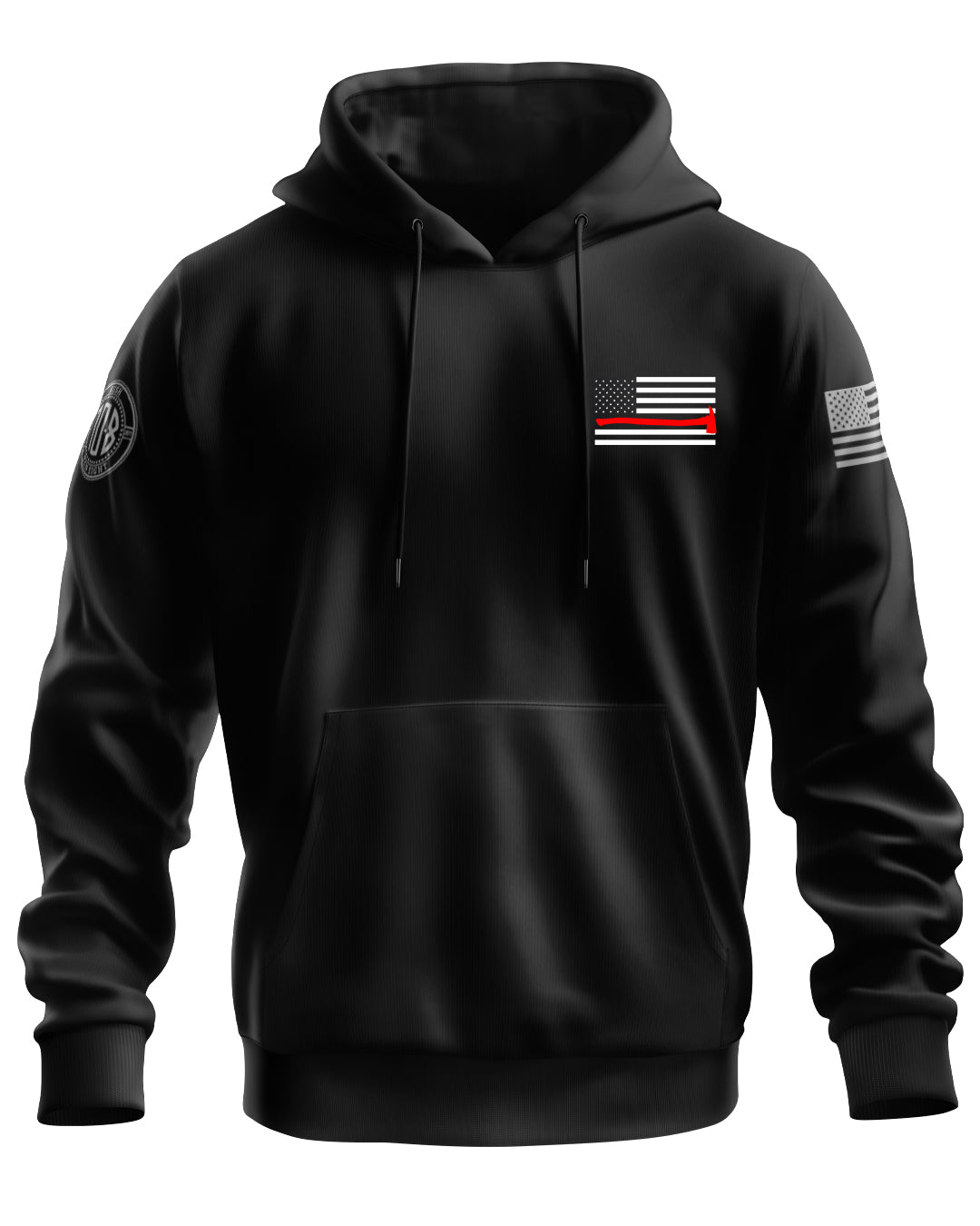 Black Thin Red Line Axe Flag Hoodie