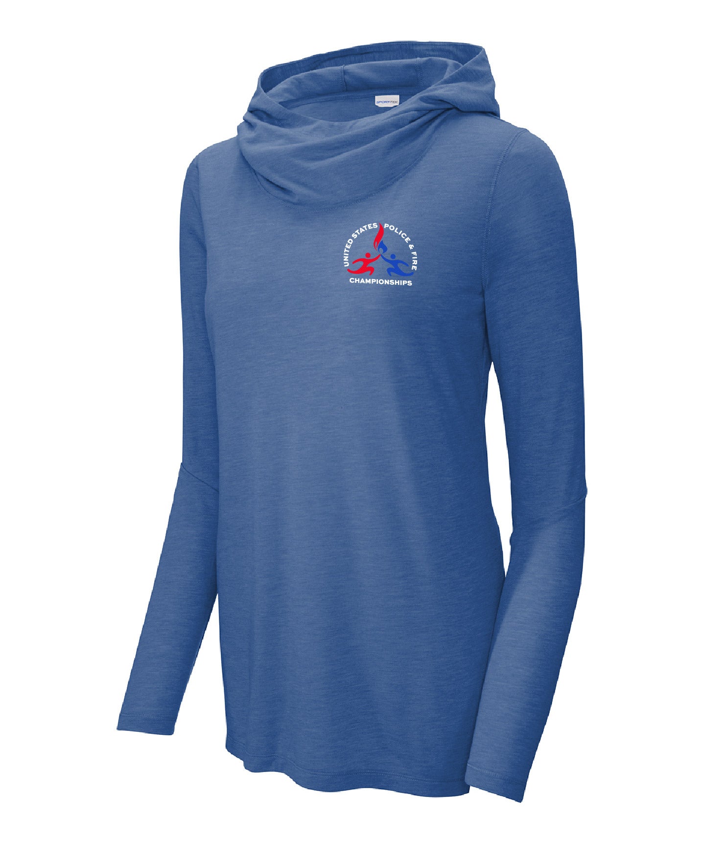 USPFC True Royal Heather Ladies Sport-Tek® Tri-Blend Wicking Long Sleeve Hoodie