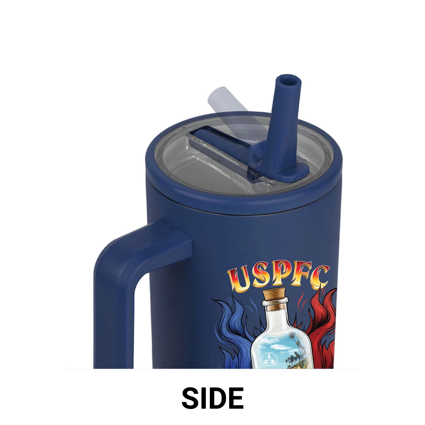 USPFC Navy Hydravault FlipStraw Tumbler with Handle 40 oz.