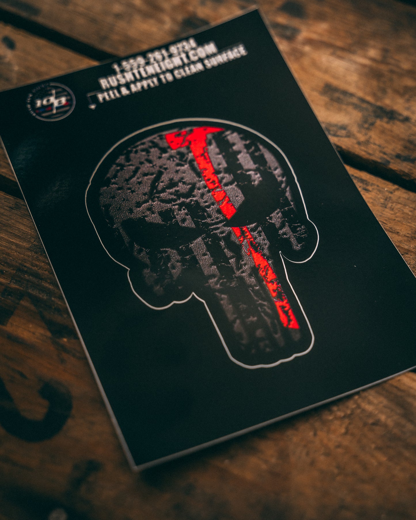 Thin Red Line Skull Axe Sticker