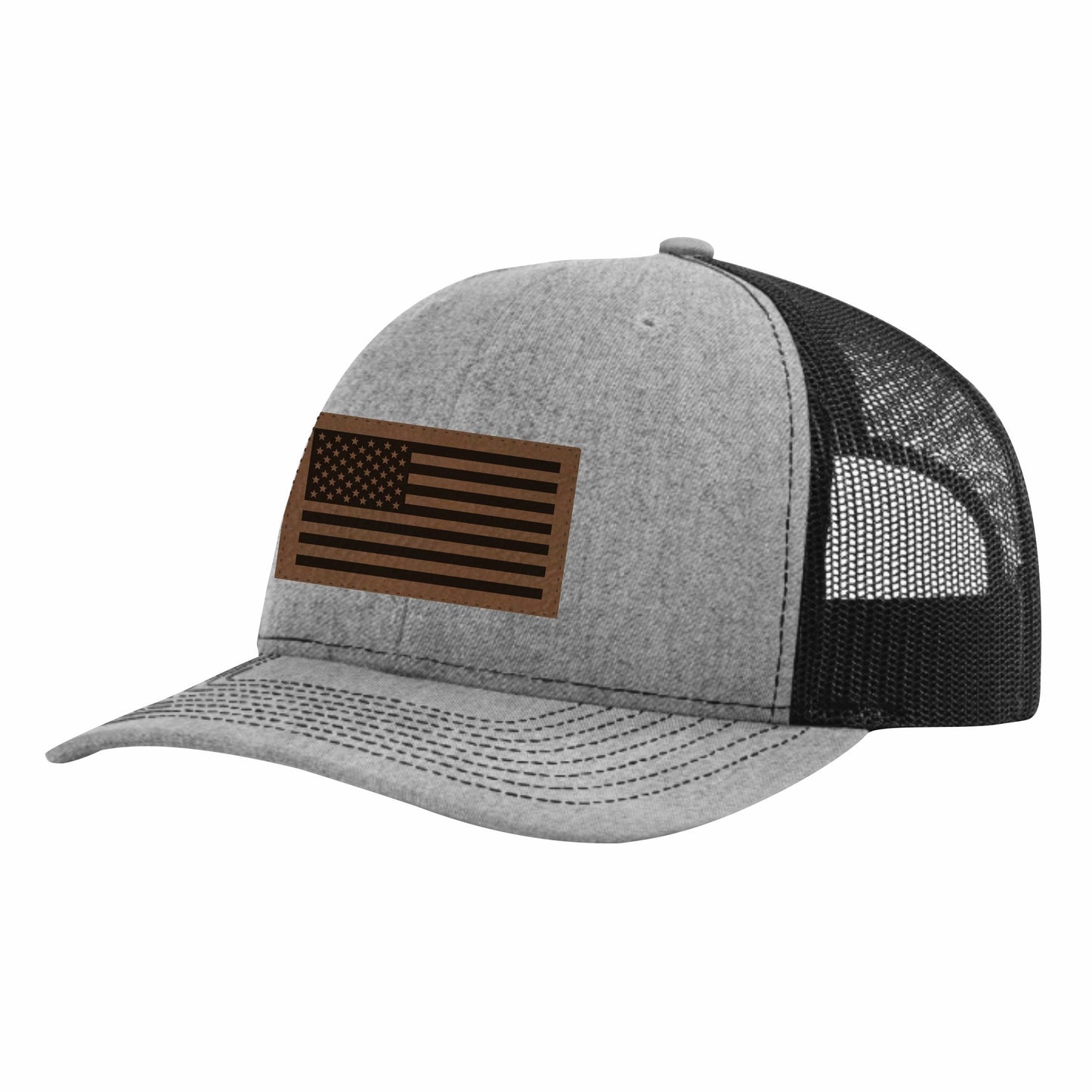 U.S.A. Leather Patch Truckers Hat