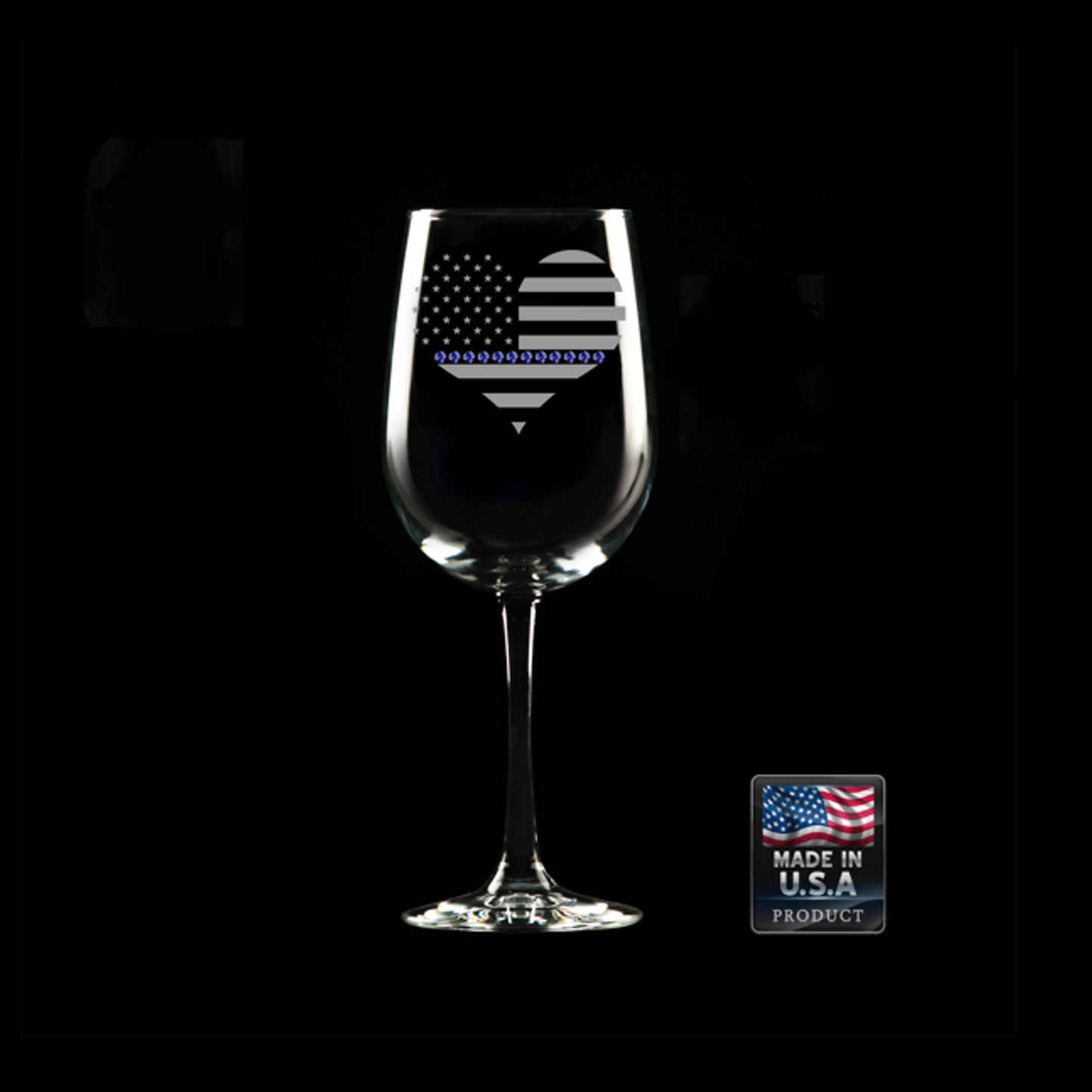 Blue Line Bling Stemmed Glass