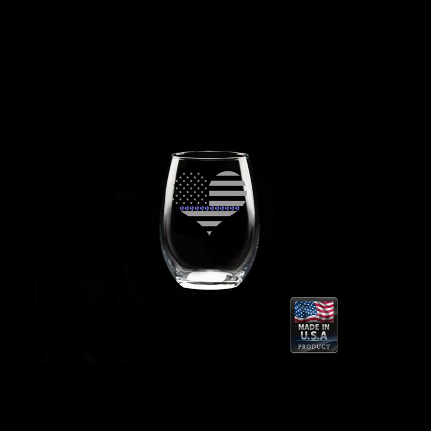 Blue Line Bling Stemless Glass