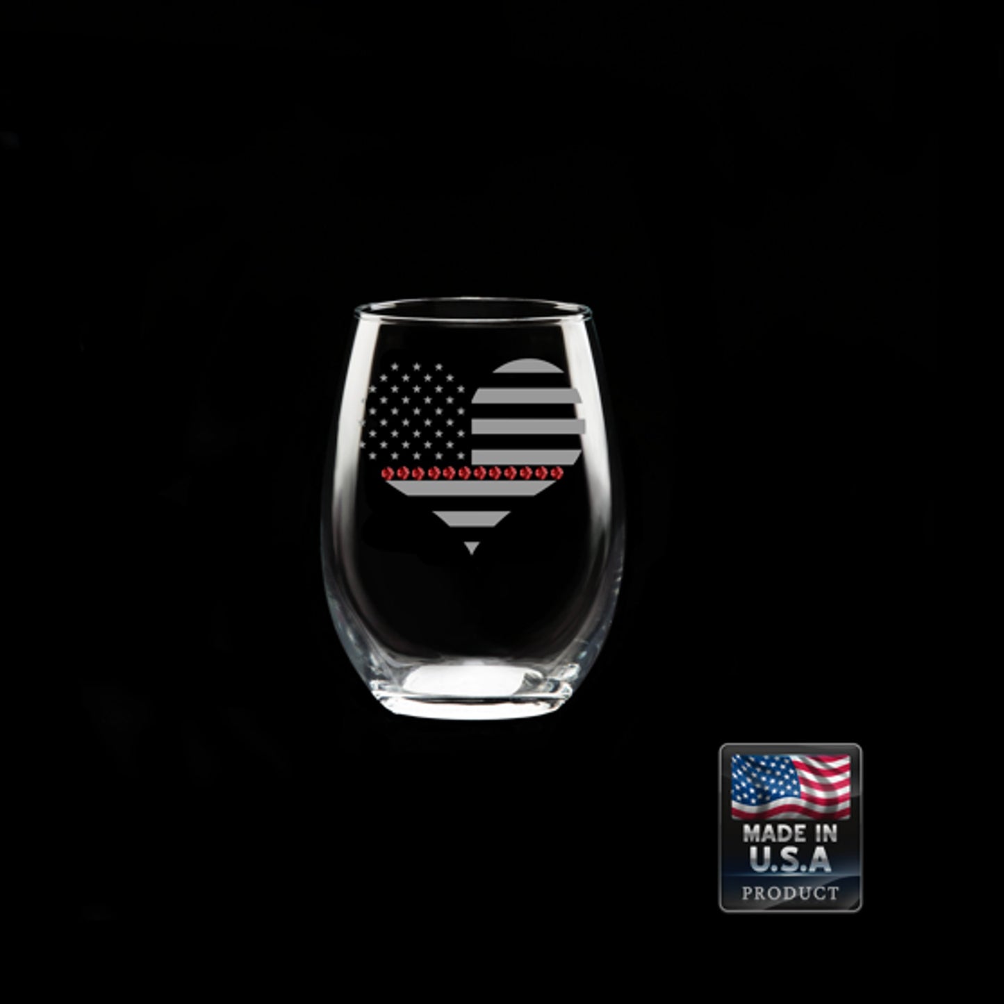 Red Line Bling Stemless Glass