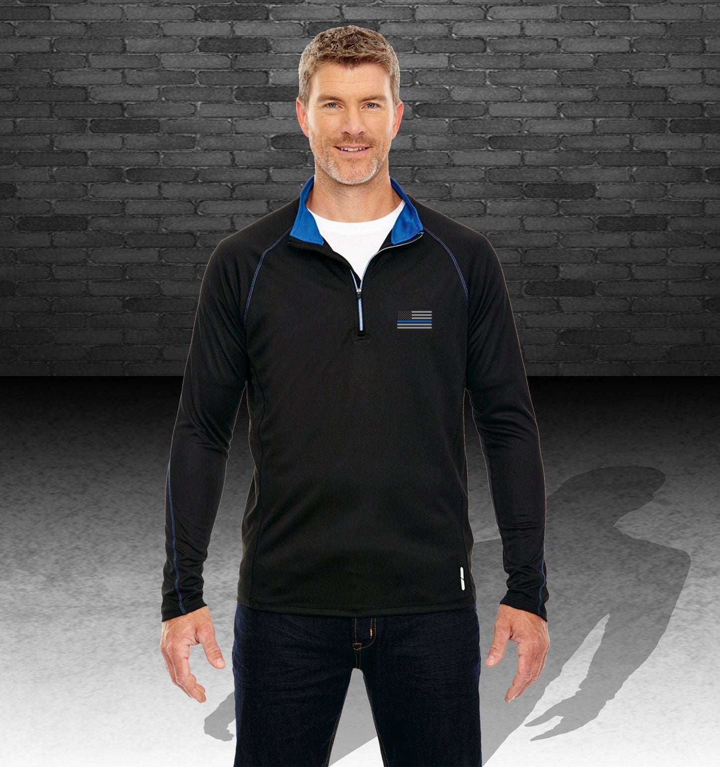 Blue Line Radar Men's  Quarter-Zip Performance Long-Sleeve Top