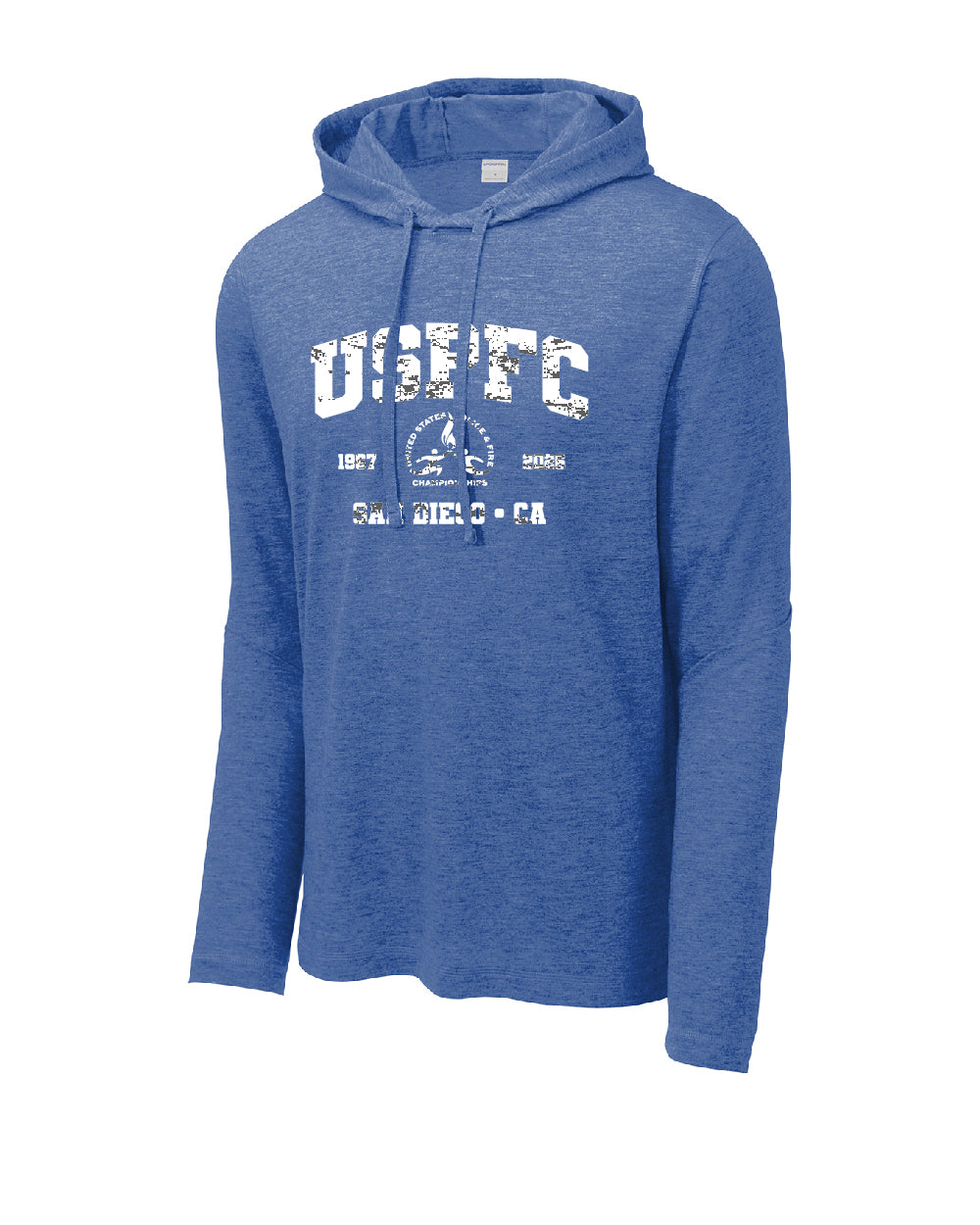 USPFC 2026 True Royal Heather Men's Sport-Tek®  Tri-Blend Wicking Long Sleeve Hoodie