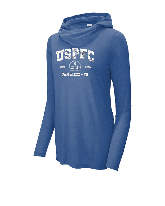 USPFC 2026 True Royal Heather Ladies Sport-Tek®  Tri-Blend Wicking Long Sleeve Hoodie
