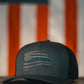 Distressed Thin Blue Flag Snapback Hat - Charcoal Grey and Black