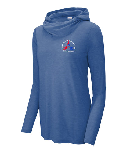USPFC True Royal Heather Ladies Sport-Tek®  Tri-Blend Wicking Long Sleeve Hoodie