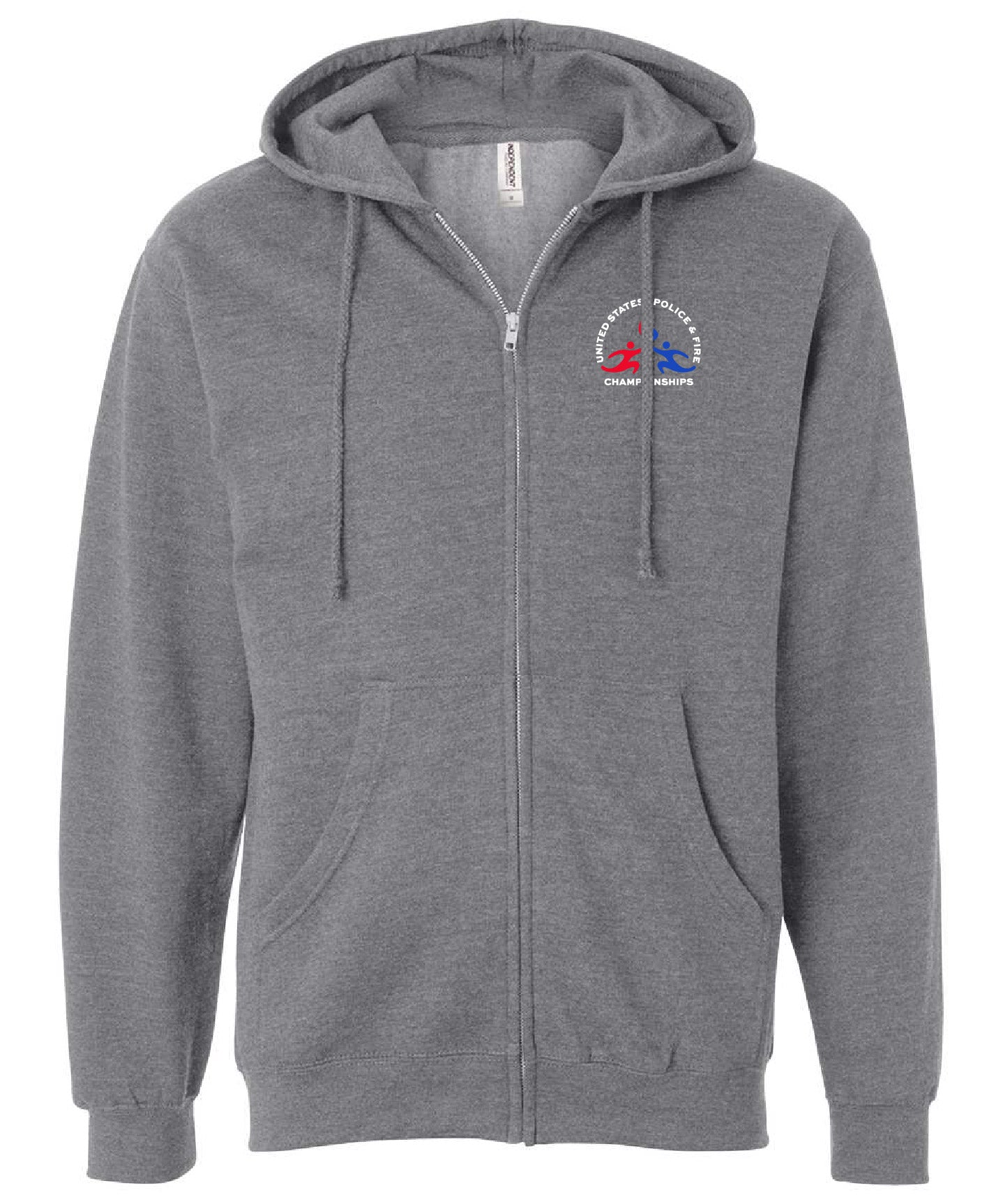 USPFC Charcoal Heather Independent Trading Co. Full Zip Unisex Midweight Hooded Sweatshirt