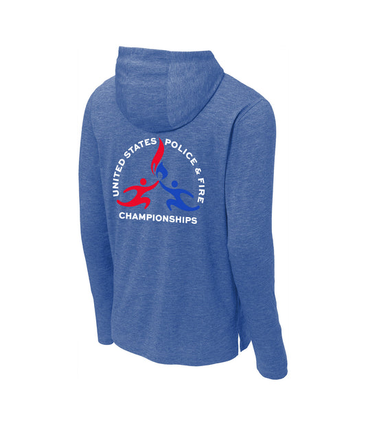 USPFC True Royal Heather Men's Sport-Tek®  Tri-Blend Wicking Long Sleeve Hoodie