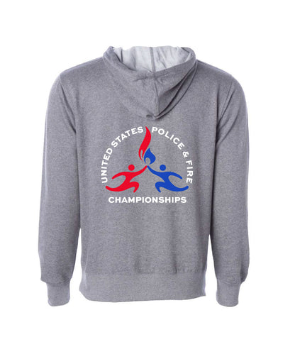 USPFC Charcoal Heather Independent Trading Co. Full Zip Unisex Midweight Hooded Sweatshirt