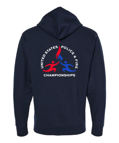 USPFC Heather Navy Independent Trading Co. Full Zip Unisex Midweight Hooded Sweatshirt