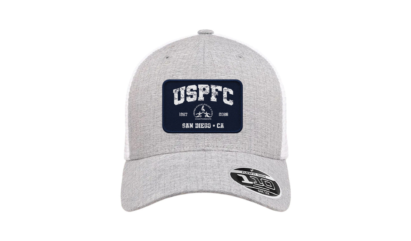 USPFC 2026 MELANGE SILVER/WHITE Flexfit Adult 110® Mesh Cap