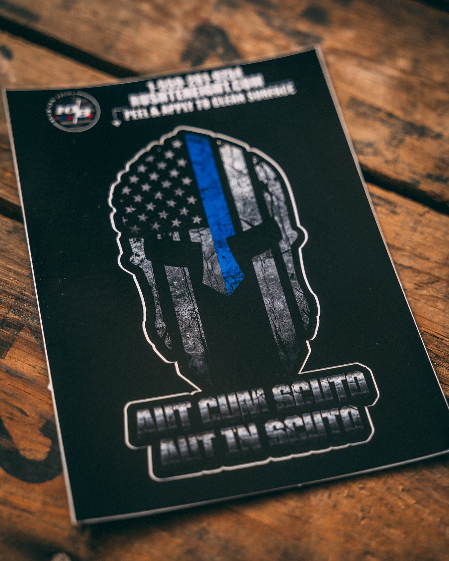 Blue Line Spartan "Aut Cum Scuto" Sticker