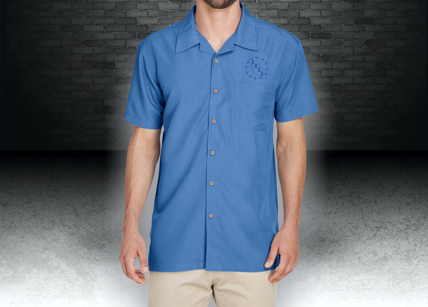 CNOA Harriton Men's Barbados Textured Camp Shirt - Pool Blue